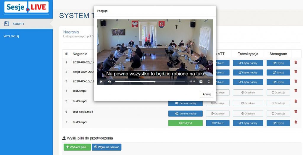 Napisy na żywo do transmisji, sesji i wydarzeń